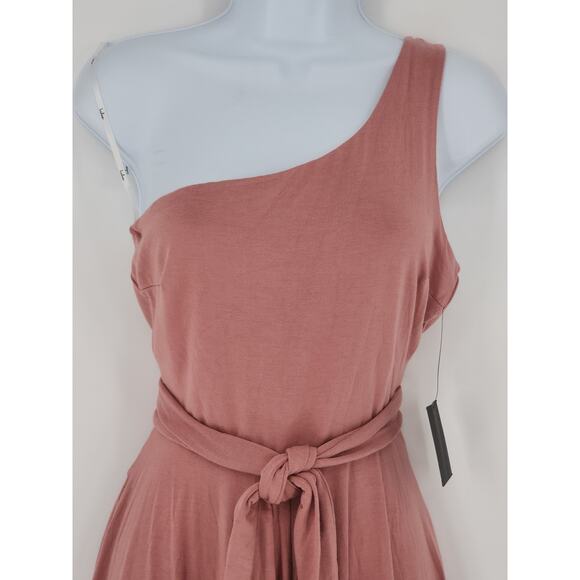 Lulu's One-Shoulder Wrap Waist Romper Mauve Pink Size M - Picture 3 of 12